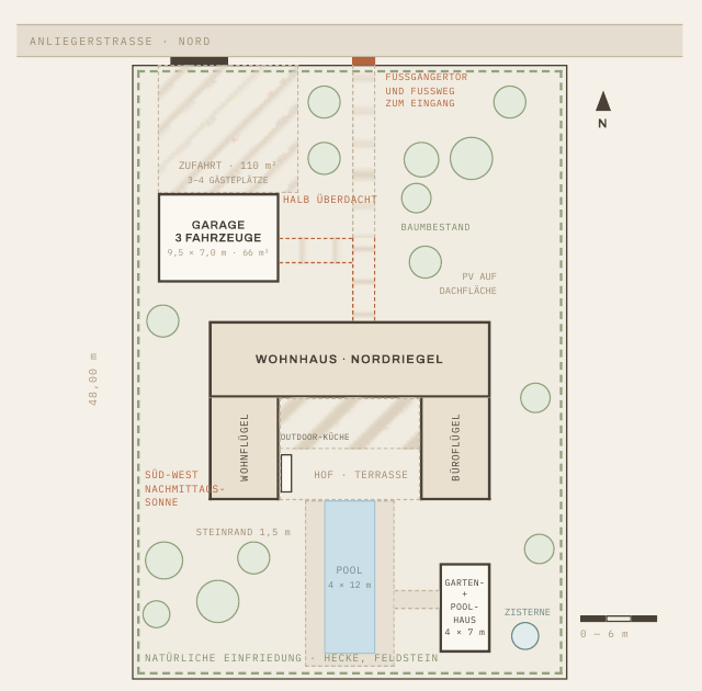 Lageplan des Hausentwurfs